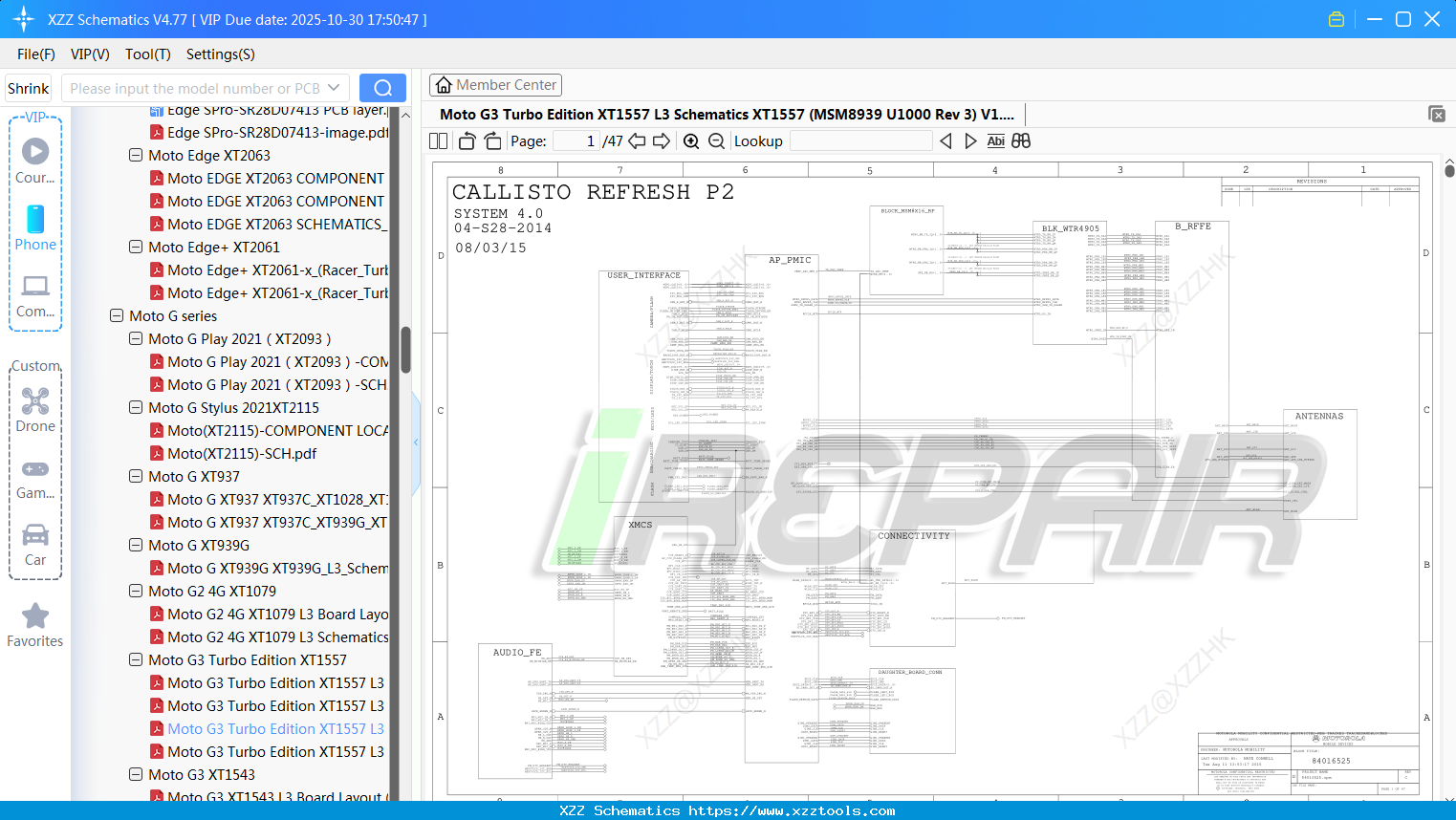 Motorola Moto G3 Turbo Edition XT1557 L3 Schematics XT1557 (MSM8939 U1000 Rev 3) V1.0